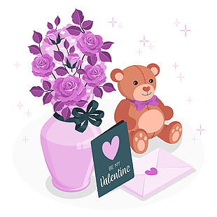 紫色玫瑰插画