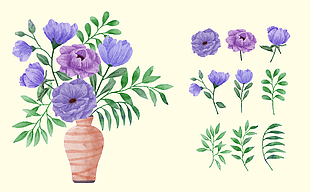 紫色清新小花插画