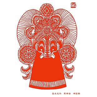 脸谱剪纸金头大仙封神榜神怪险