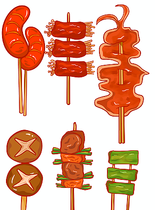 趣味精美手绘特色烧烤插画素材下载