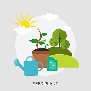有机农场种子种植可爱插画