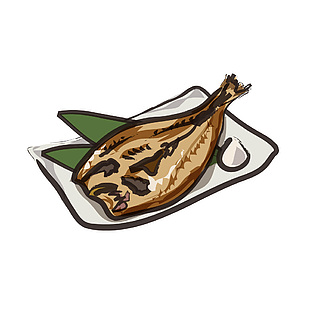 居酒屋烤秋刀鱼插画