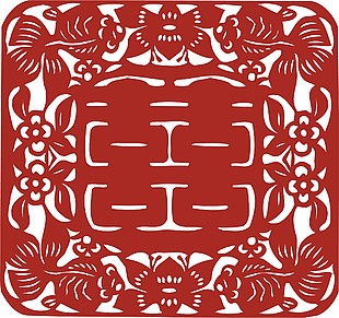 矢量国风喜庆中国红剪纸