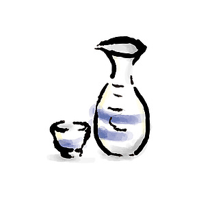 简单日式清酒插画
