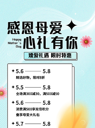 感恩母爱心礼有你母亲节特惠宣传海报