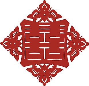 中国风剪纸双喜图案