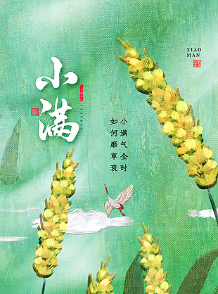 唯美小清新油画风传统节气小满主题海报
