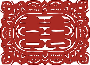 中国风传统红双喜剪纸