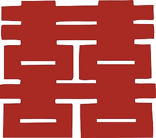 中国风红双喜剪纸插画