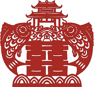 中国风传统民俗红双喜插画