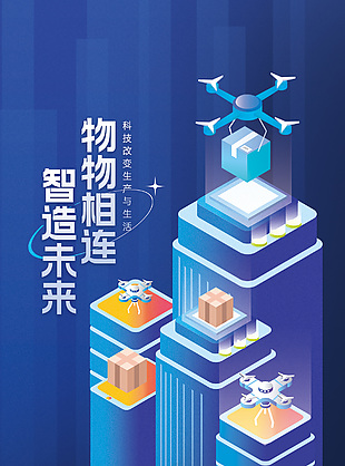 制造未来物物相连简约科技风海报