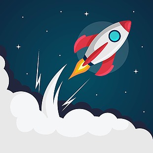 时尚红色太空火箭插画