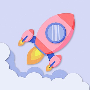 太空卡通火箭设计插画