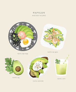韩式牛油果美食插画