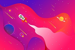 卡通火箭宇宙元素设计图