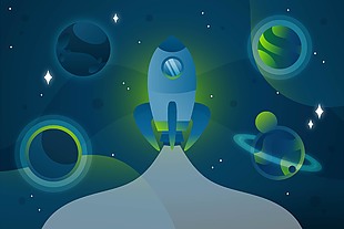 创意宇宙素材太空飞船插画