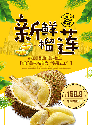 泰国曼谷进口新鲜榴莲海报