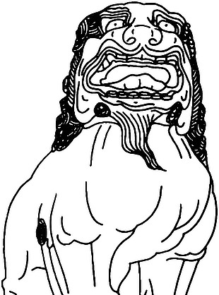 手绘石狮子矢量素材