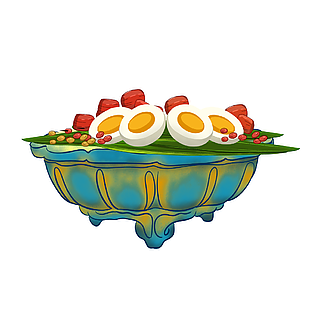 创意手绘风端午节红豆鸭蛋插画素材