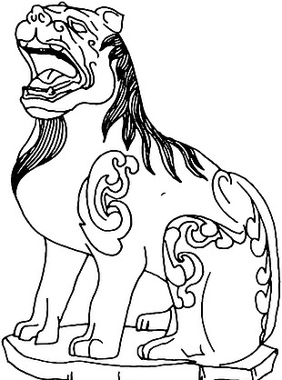 石狮子古典花纹素材