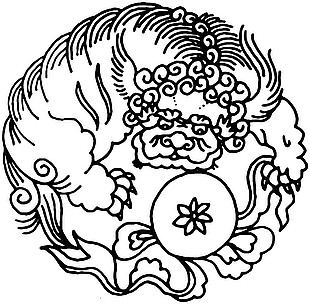石狮子古典花纹免抠素材