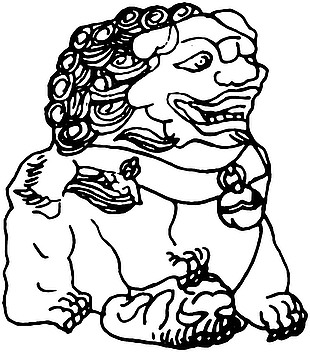 手绘纹样狮子矢量素材