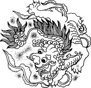 传统石雕建筑石狮子插画