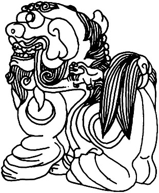 黑白简单雄狮矢量插画
