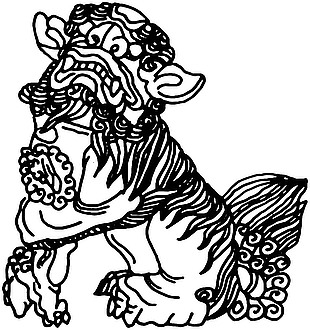 线稿石狮子图设计