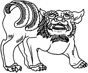霸气石狮子线稿插画