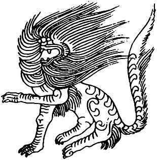 古代传统建筑石狮子插画