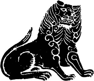 中国古典图案石狮子插画