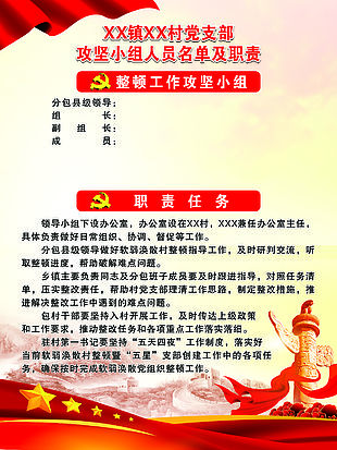 党支部工作攻坚小组名单及职责展架