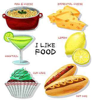 手绘清新美食插画