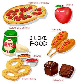 美味披萨料理插画