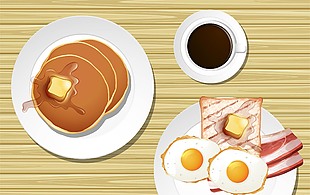 美味咖啡早点主题插画