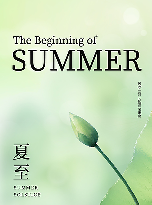 风吹一夏荷花含苞待放清新夏至海报