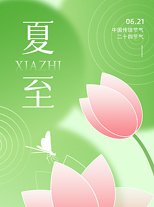 映日荷花别样红夏至时节简约海报