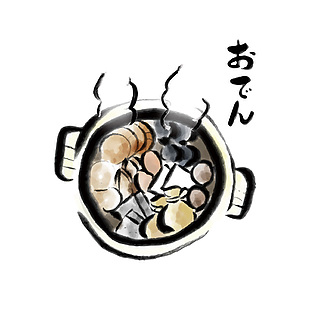 手绘牛肉锅美食插画