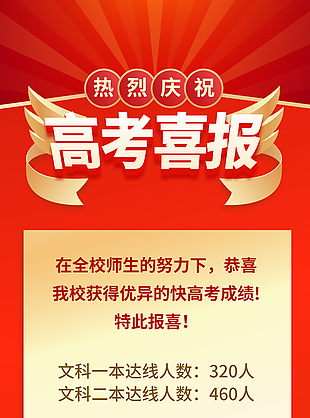 简约中国红金榜题名再创辉煌高考喜报