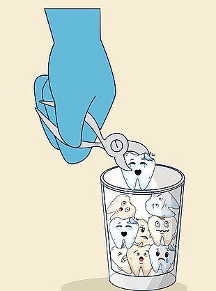 创意蛀牙拔牙插画设计