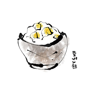 板栗米饭美食插画