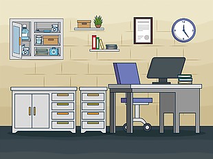 牙科医院办公室卡通插画