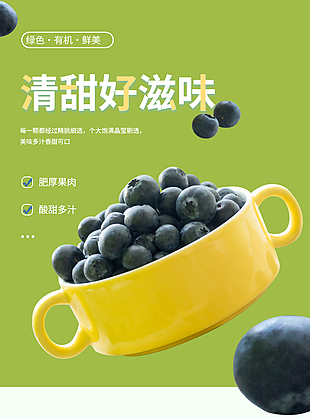有机多汁蓝莓淘宝电商详情页素材