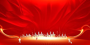 红绸元素建筑闪光大气背景素材下载