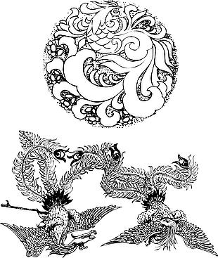 传统龙凤花纹装饰图