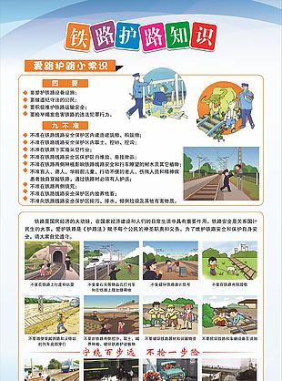 插画风格铁路护路知识公益海报