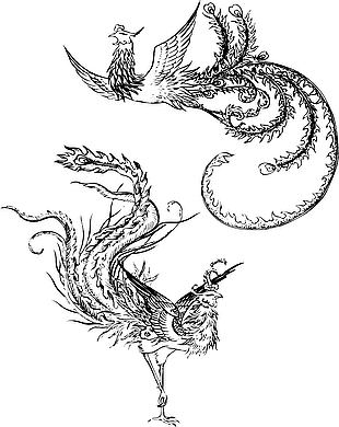 中国风龙腾凤舞插画