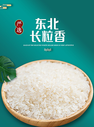 色泽纯净东北长粒米淘宝电商详情页素材