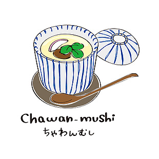 居酒屋蛋羹美食插画